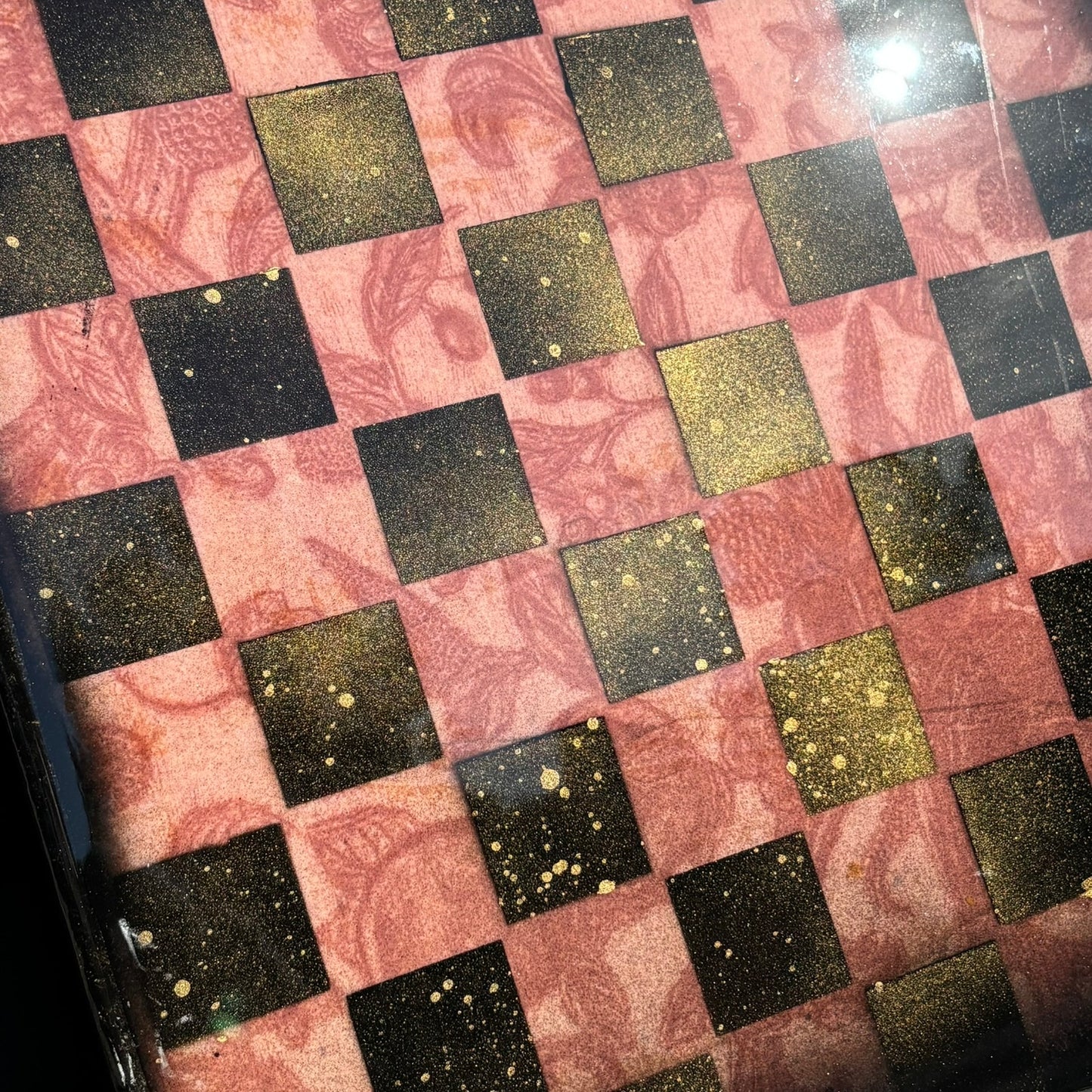 Red Velvet Pattern - Resin Coated Chess Board