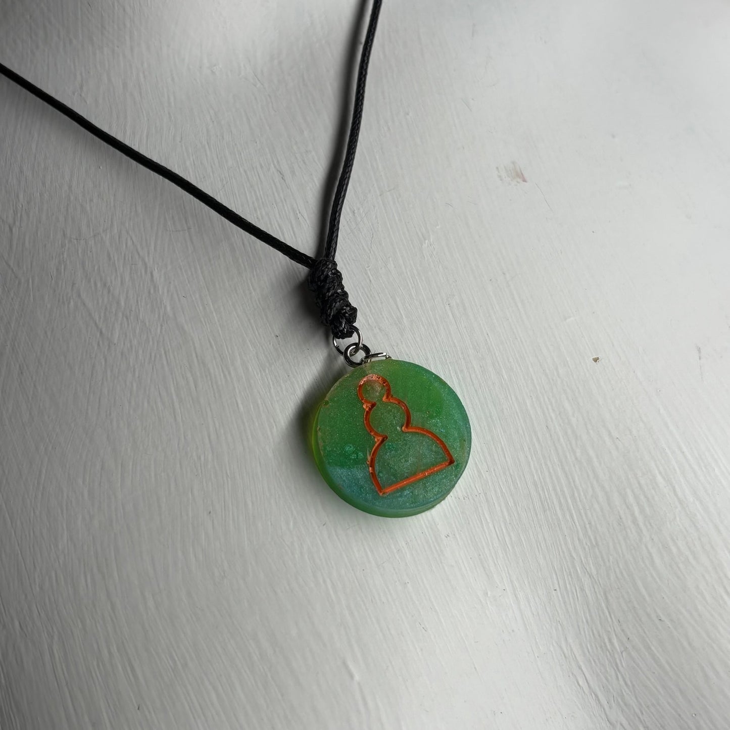 Green Pawn - Handmade Resin Chess Necklace