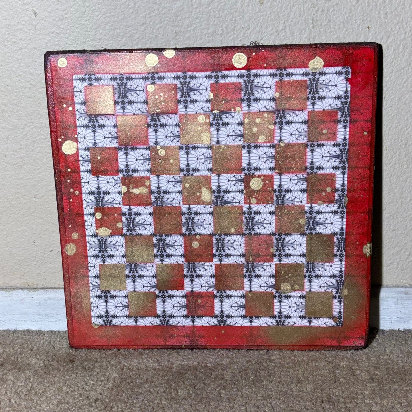 Vintage Red Drip - Scrapbook Chess Board