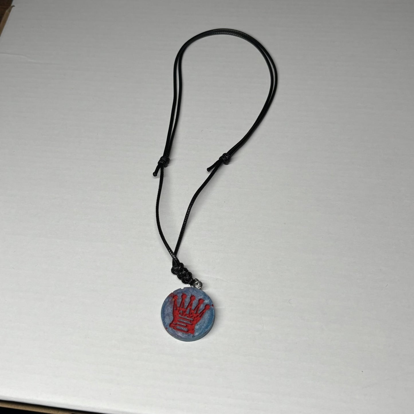Red Print Queen - Handmade Resin Chess Necklace