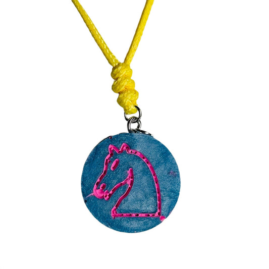 🎁 Blueberry Pink Knight - Handmade Resin Chess Necklace (100% off)