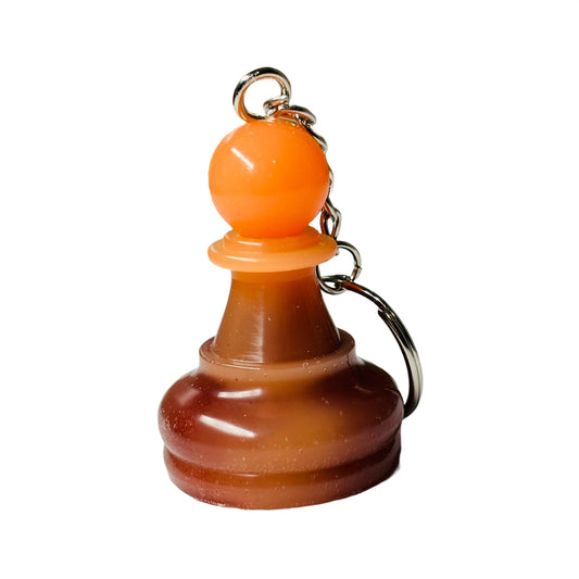 Orange Rising Pawn - Handmade Resin Keychain - Large Edition