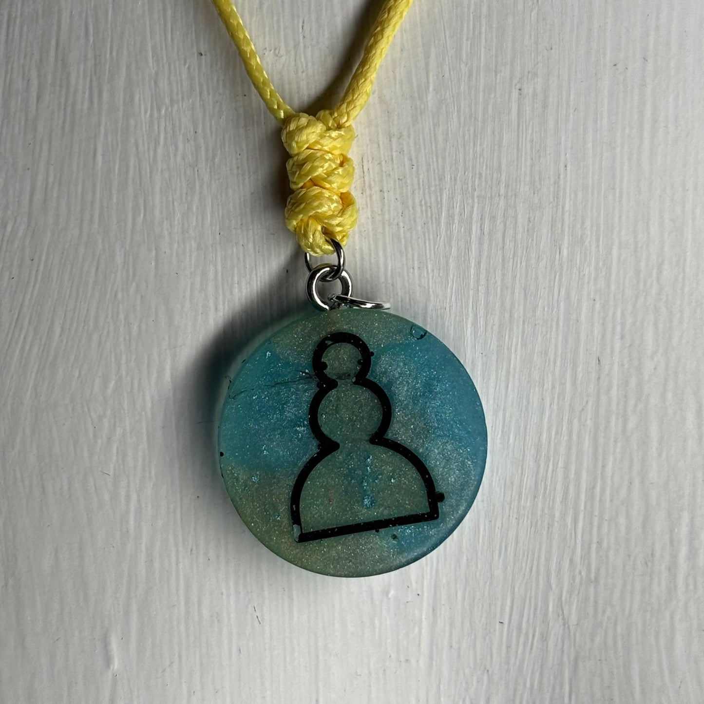 Seaside Blue Pawn - Handmade Resin Chess Necklace