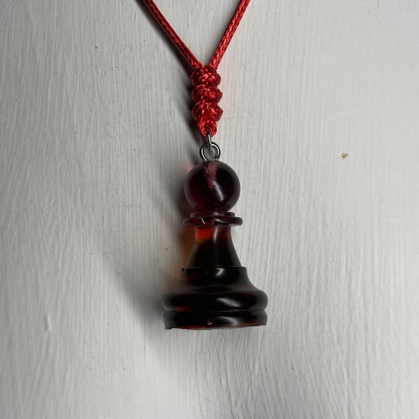 Translucent Red Pawn - Handmade Resin Chess Necklace