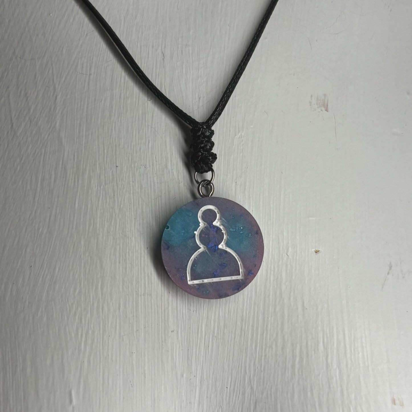 Purple Blue Pawn - Handmade Resin Chess Necklace
