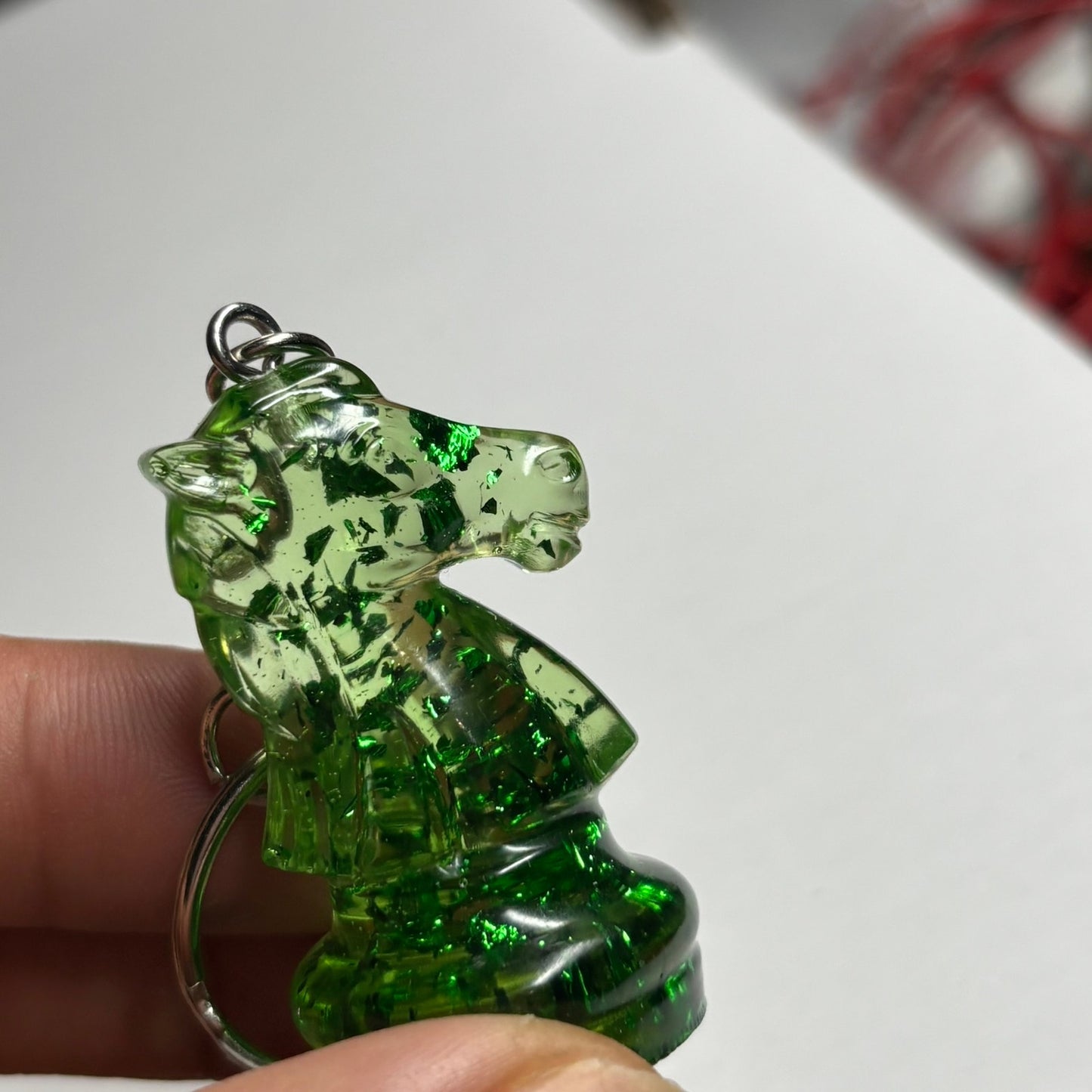 Emerald Green Knight - Handmade Resin Keychain