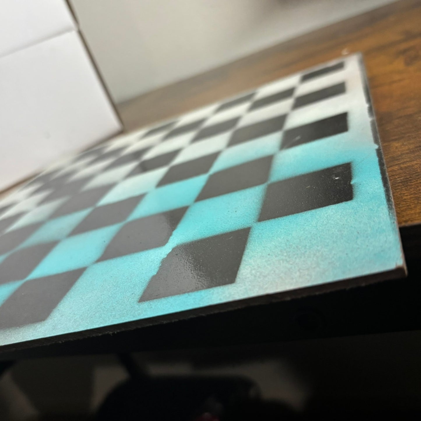 Snow Blue - Painted Chess Board
