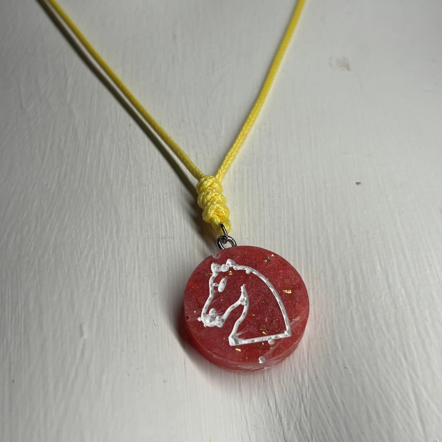 Red Yellow Knight - Handmade Resin Chess Necklace