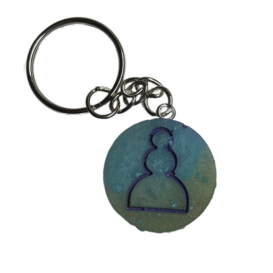 Ocean Blue Purple Lining - Handmade Resin Keychain - Flat Edition