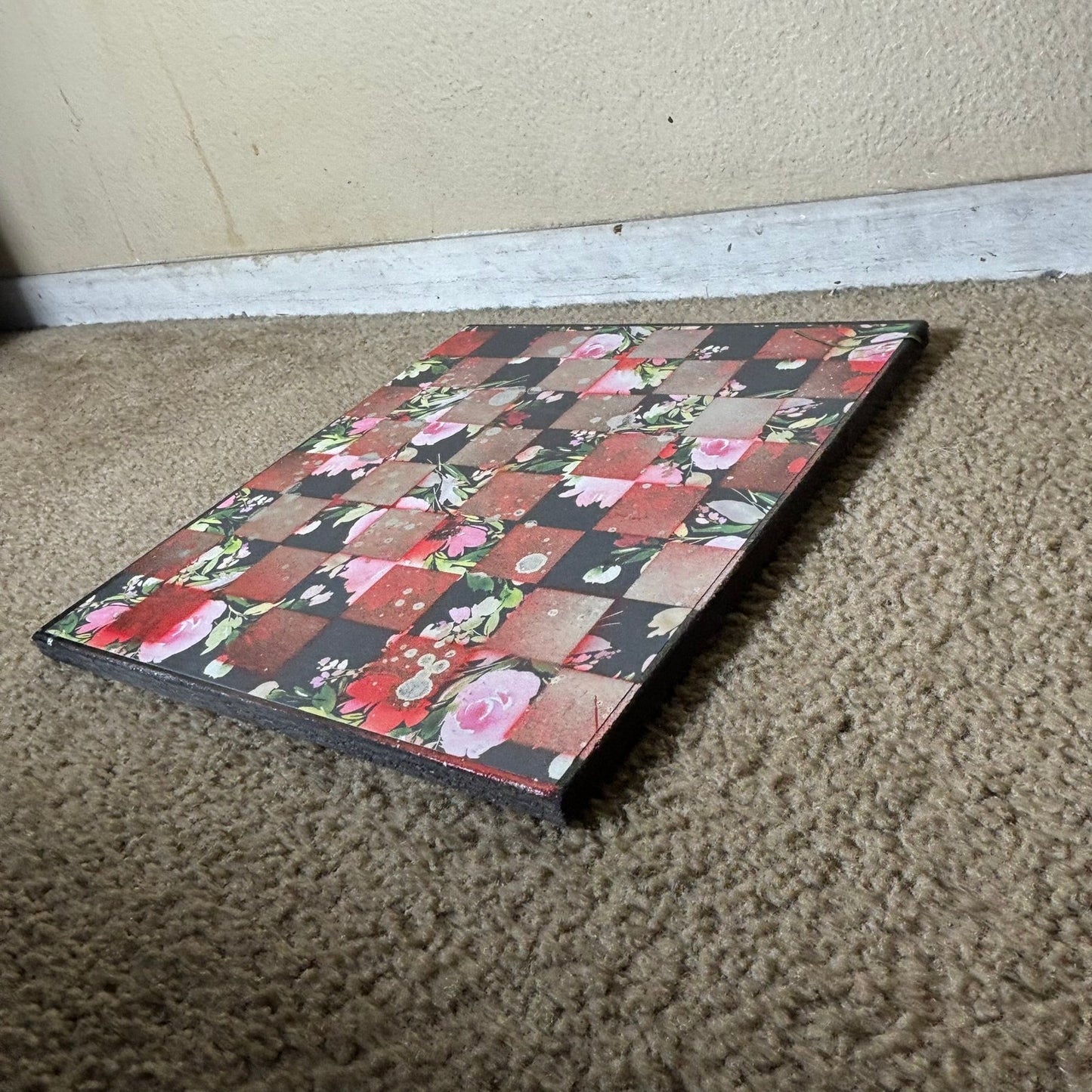 Shattered Red Flowers - Scrapbook Chess Board