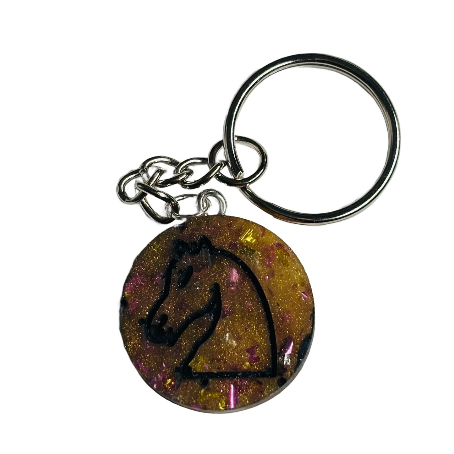 Dark Yellow Sparkle Knight - Handmade Resin Keychain