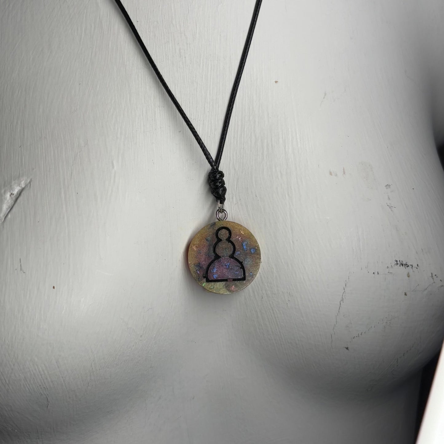 Crystal Pink Pawn - Handmade Resin Chess Necklace