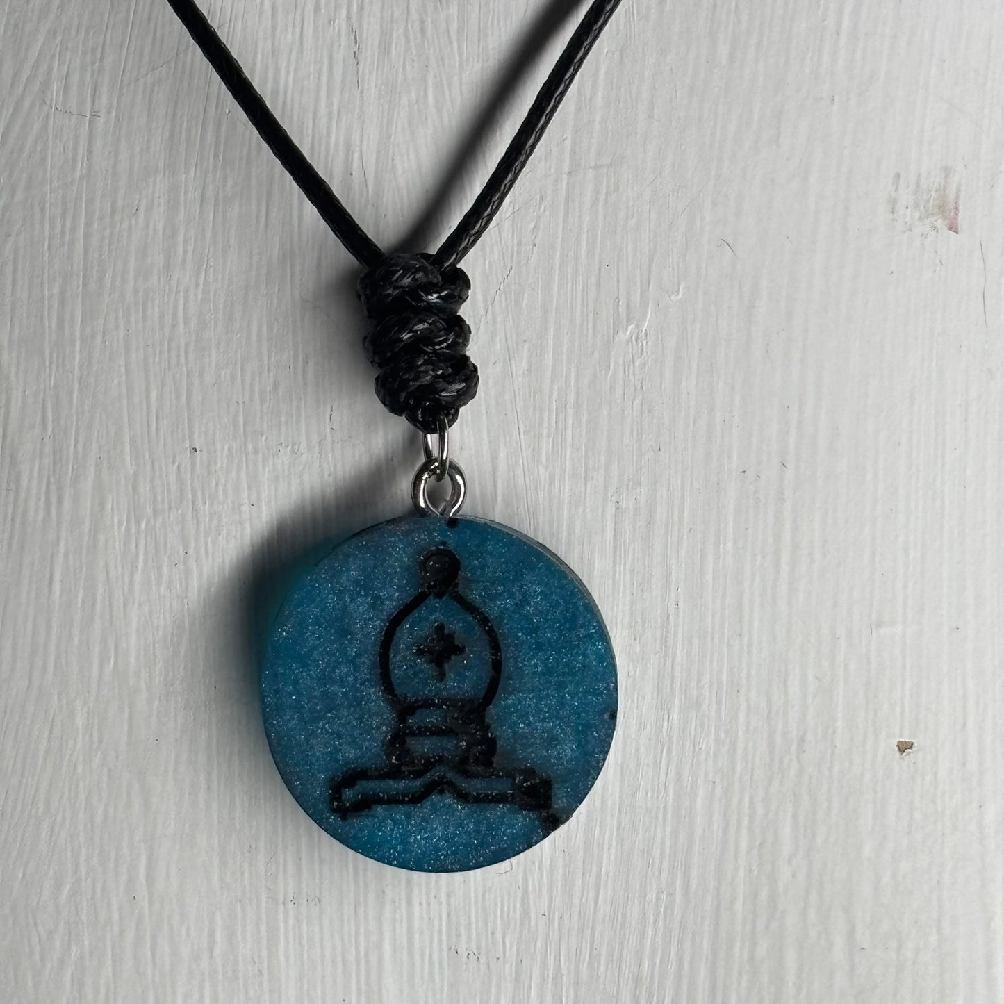 Blue Bishop - Handmade Resin Chess Necklace