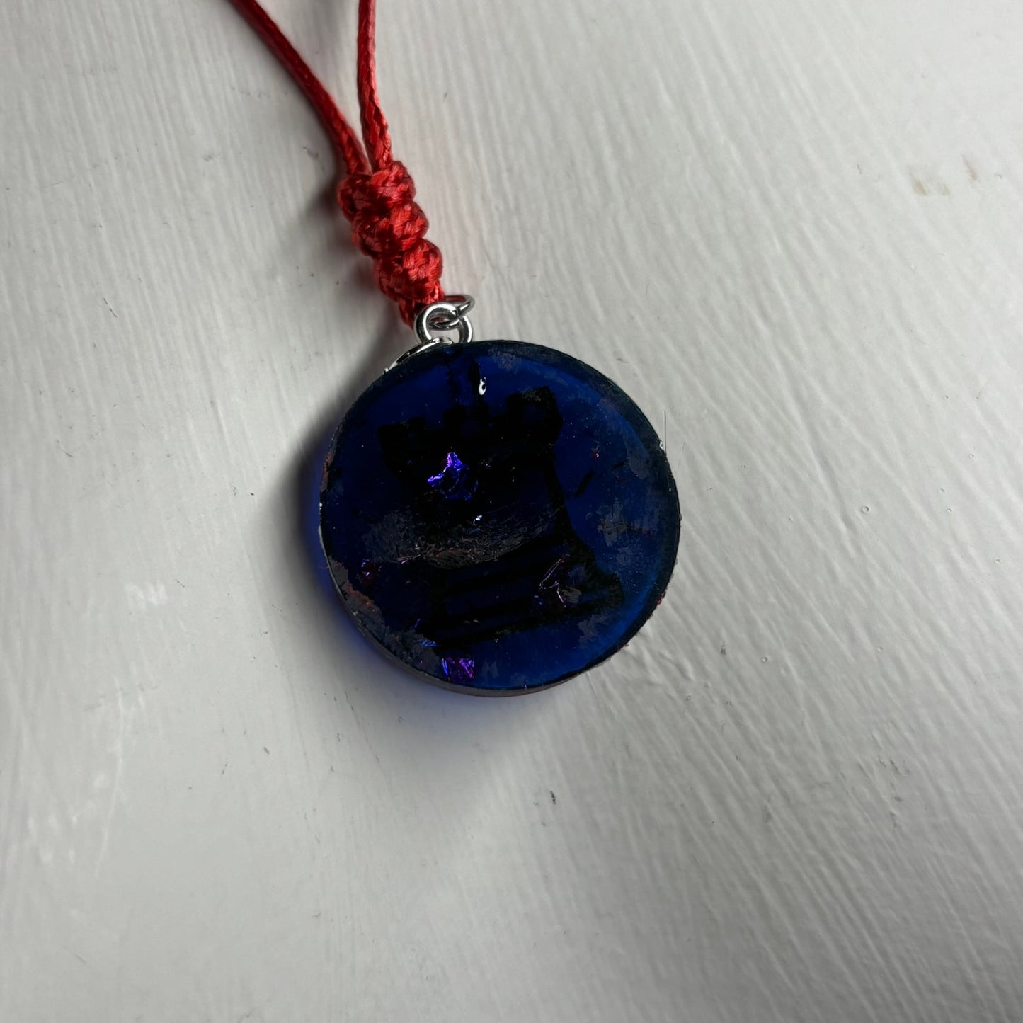 Dark Blue Rook - Handmade Resin Chess Necklace