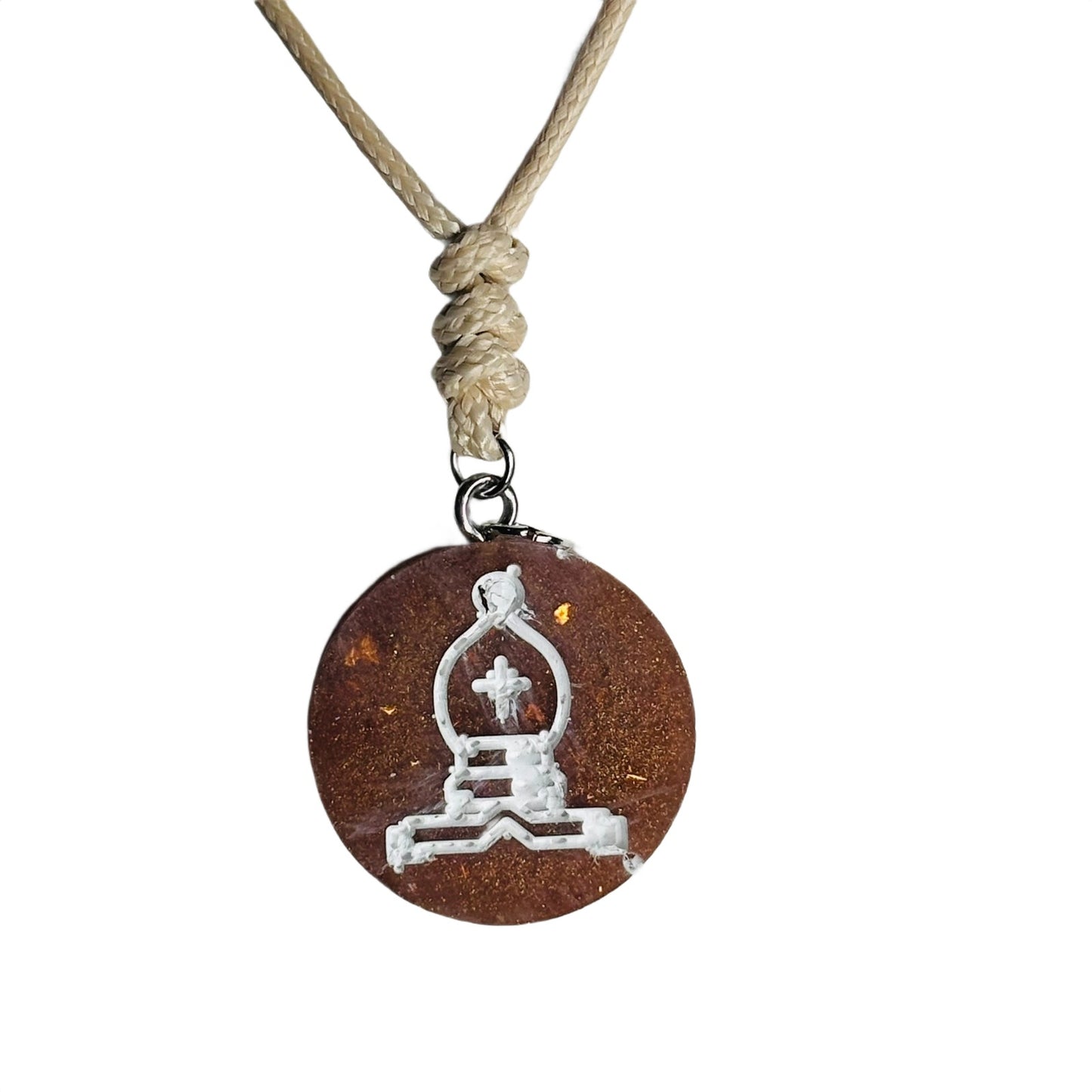 Classic Brown Bishop - Handmade Resin Chess Necklace