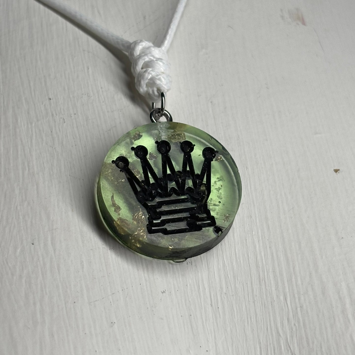 Splendid Green Queen - Handmade Resin Chess Necklace