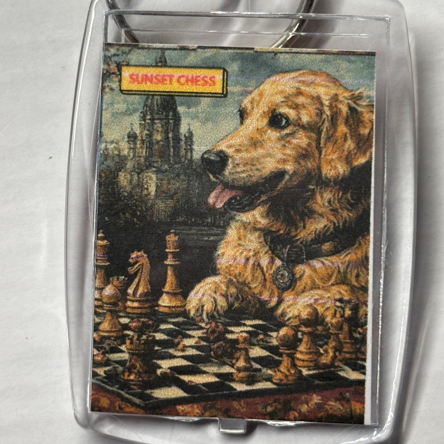 Happy Pup - Chess  Photo Keychain