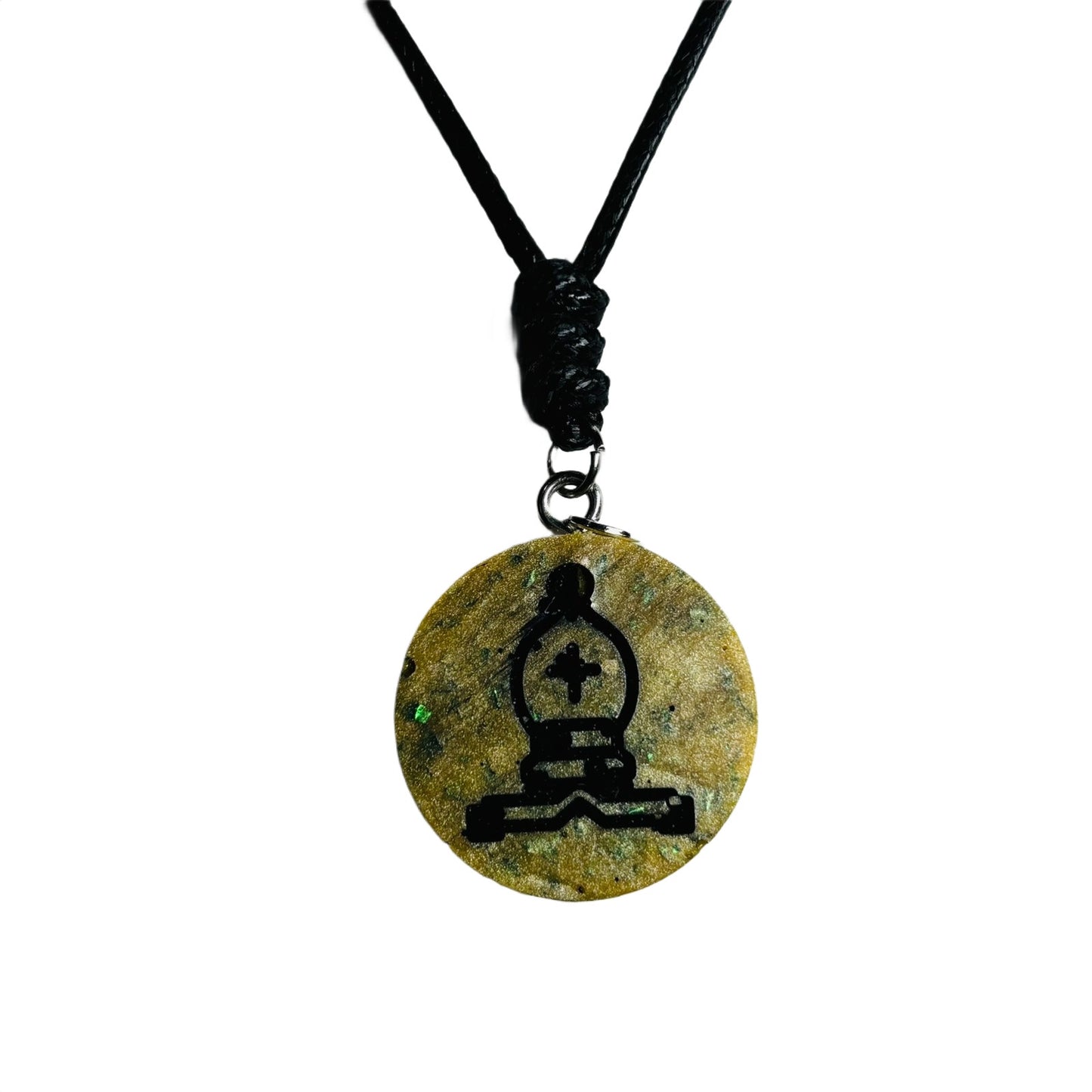Yellow/Green Bishop - Handmade Resin Chess Necklace