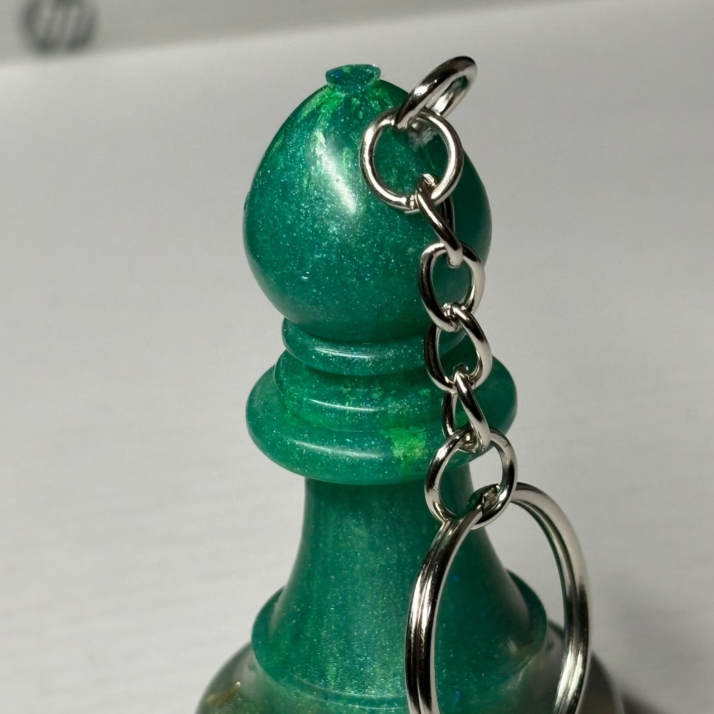 Royal Green Bishop - Handmade Resin Keychain - Large Edition