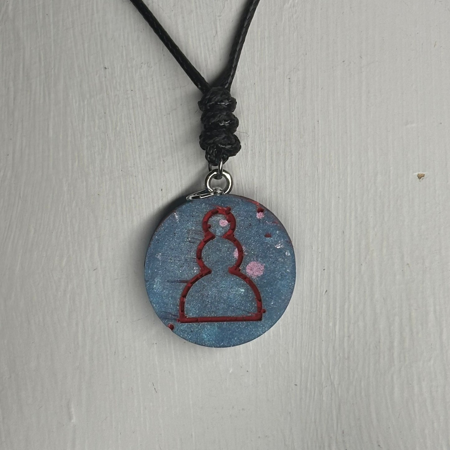 Bubbly Blue Pawn - Handmade Resin Chess Necklace