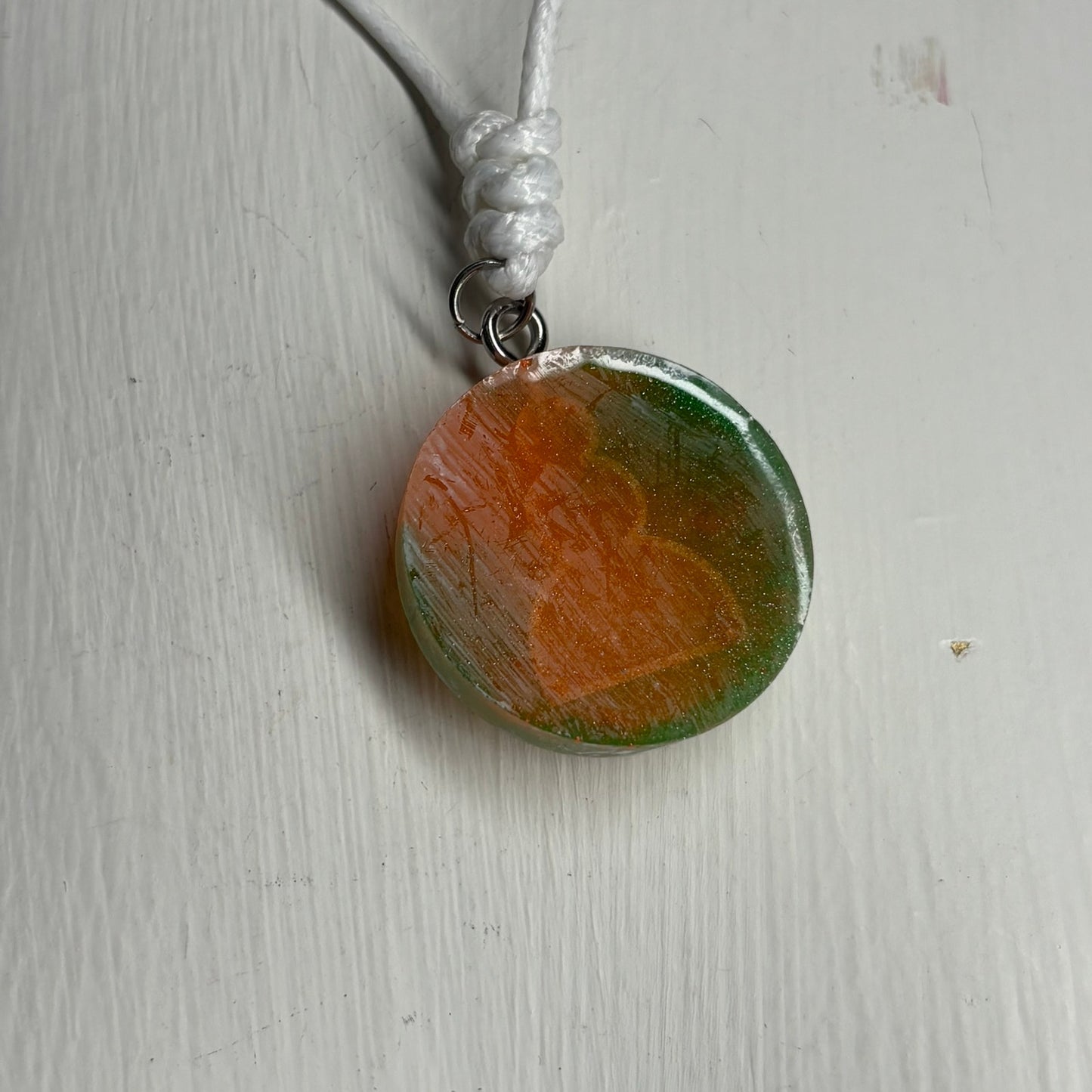 Orange/Green Pawn - Handmade Resin Chess Necklace