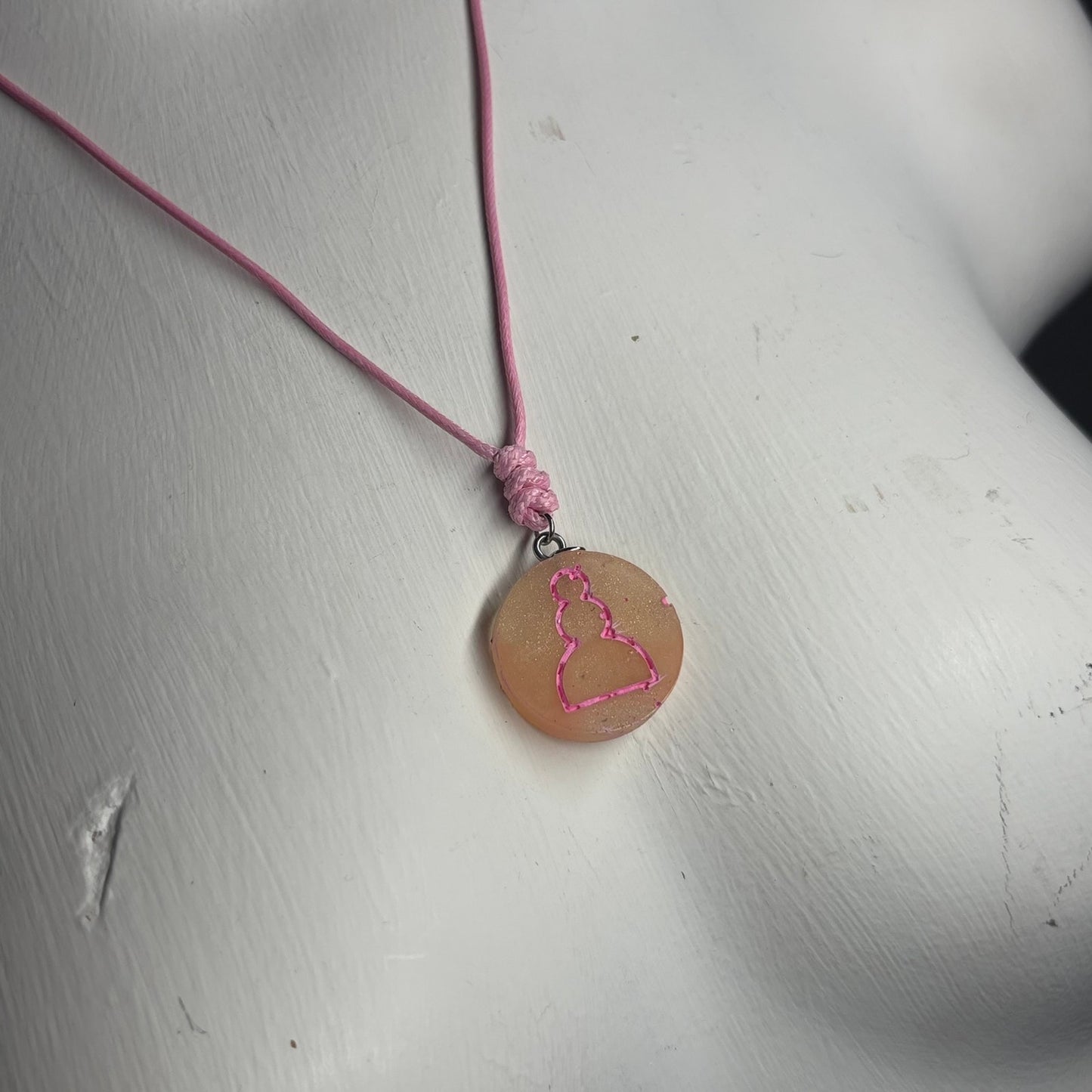 Sunset Pink Pawn - Handmade Resin Chess Necklace