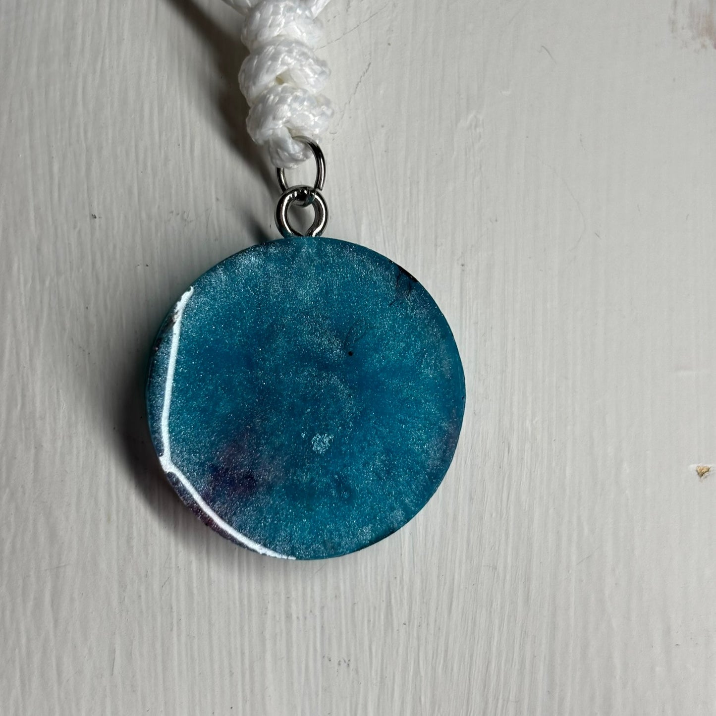 Blue Painted Pawn - Handmade Resin Chess Necklace