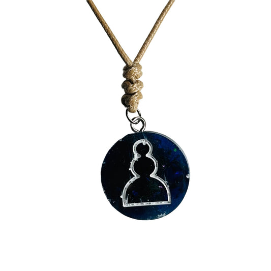Navy Blue Pawn - Handmade Resin Chess Necklace
