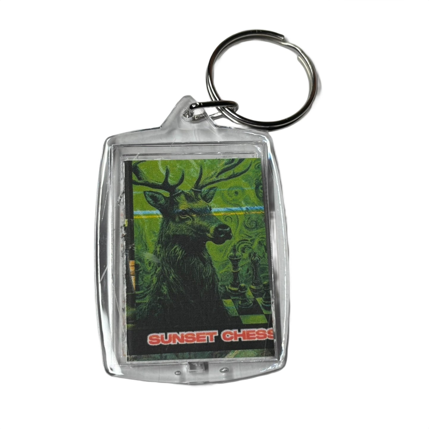 Green Deer - Sunset Chess Photo Keychain