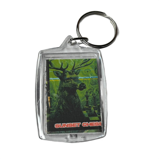 Green Deer - Sunset Chess Photo Keychain