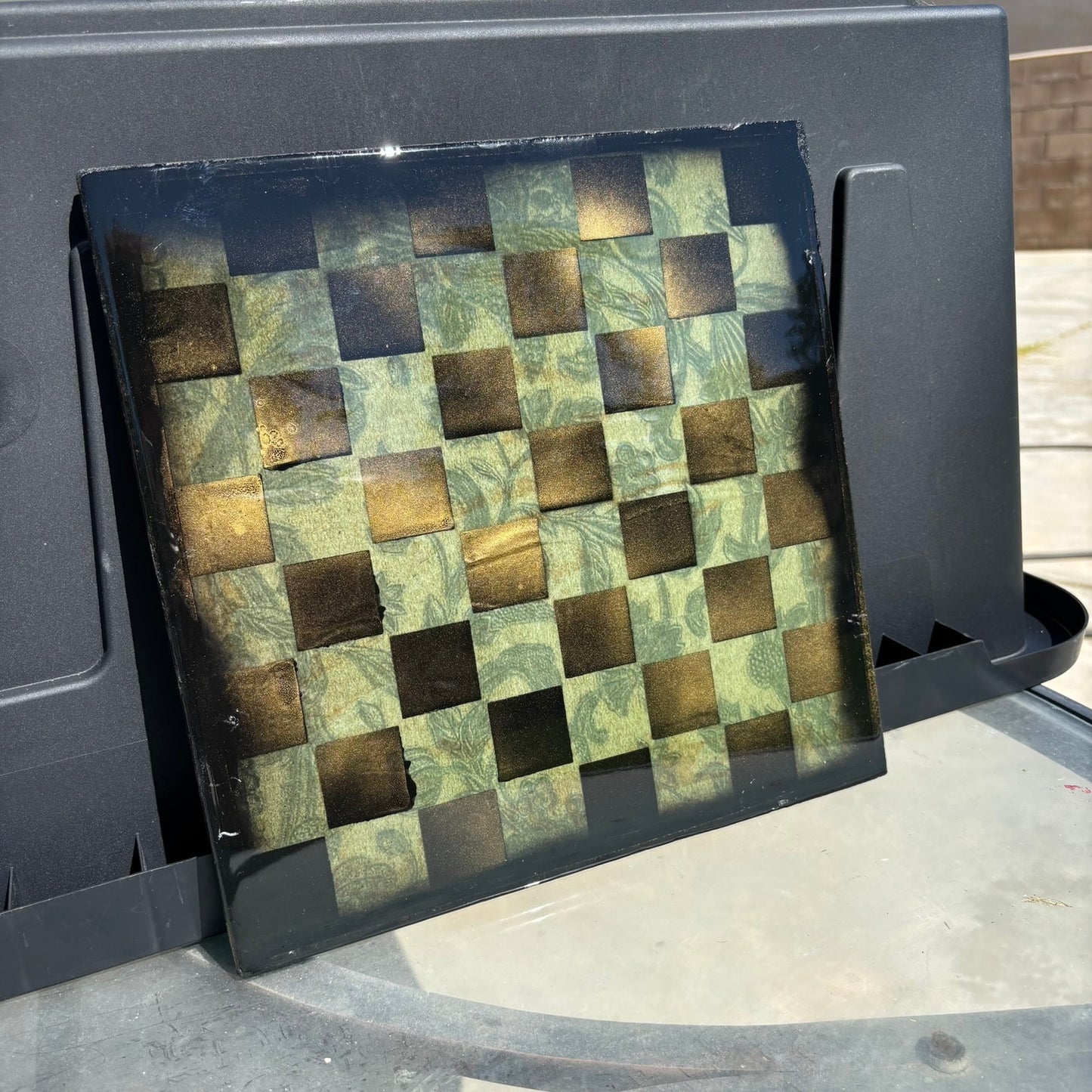 Golden Green - Resin Coated Chess Board