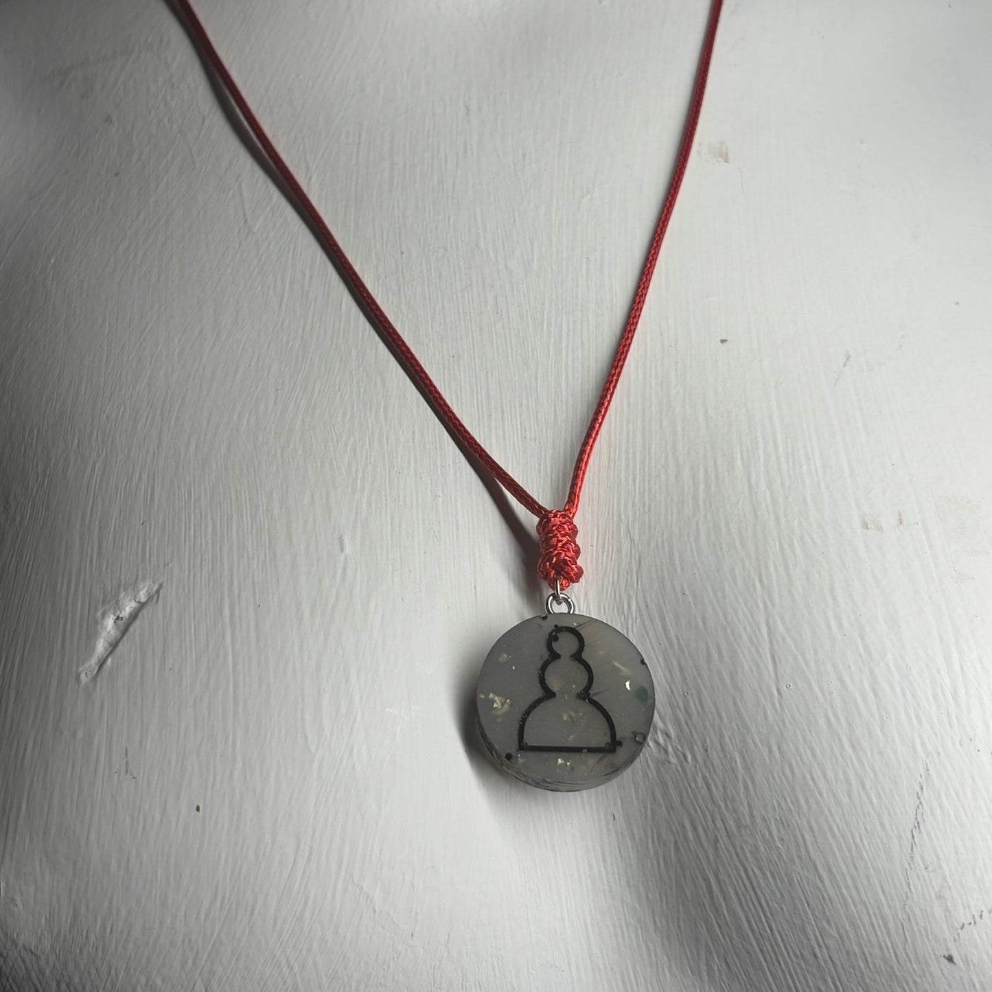 Gray Silver Pawn - Handmade Resin Chess Necklace