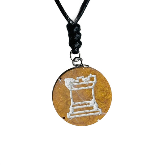 Golden Yellow Rook - Handmade Resin Chess Necklace