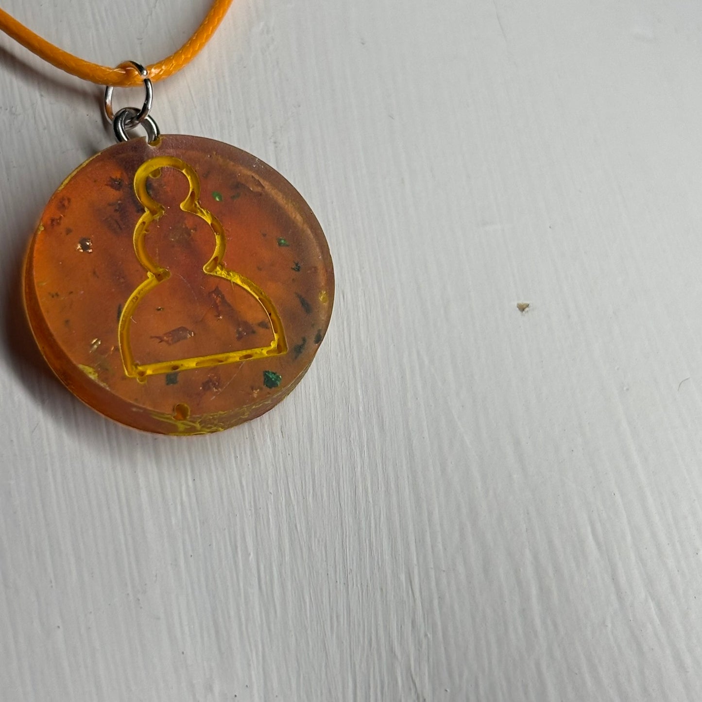 Amber Glow Pawn - Handmade Resin Chess Necklace