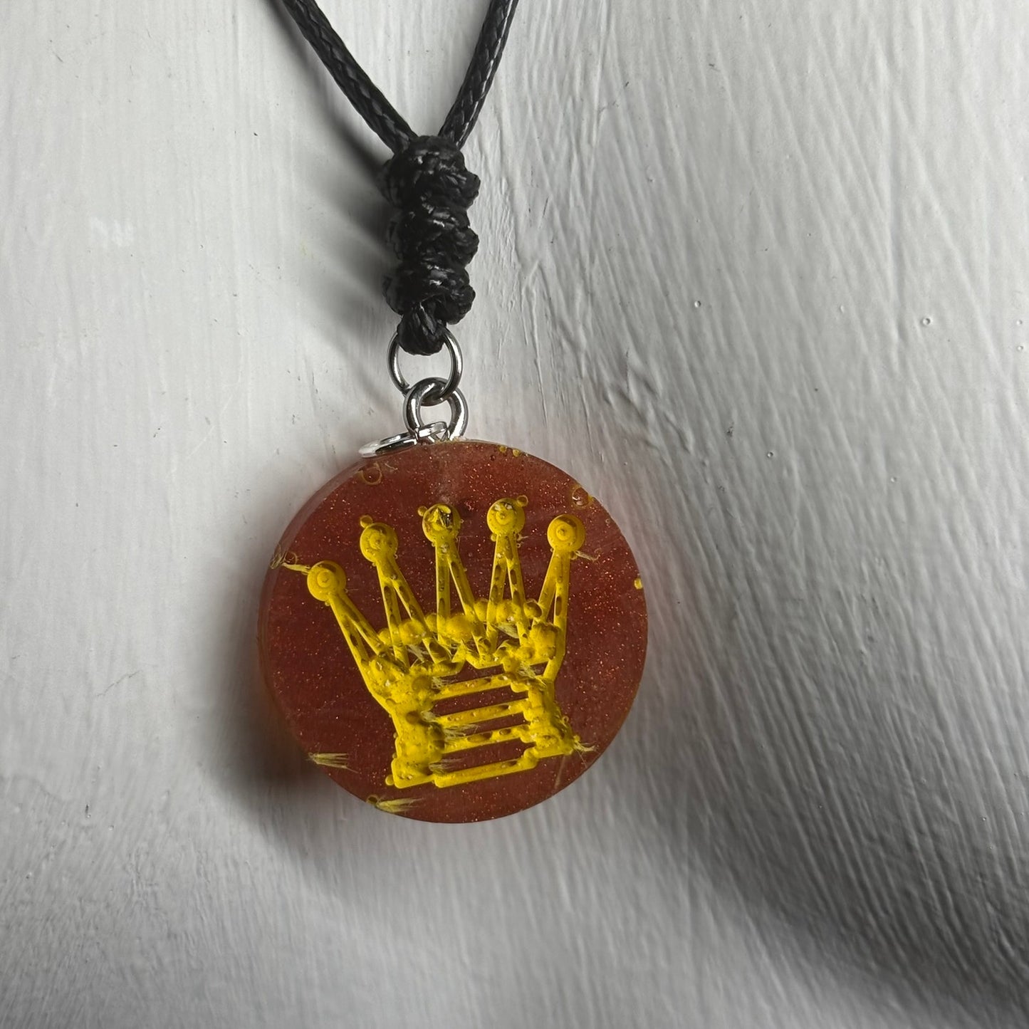 Red & Yellow Queen - Handmade Resin Chess Necklace