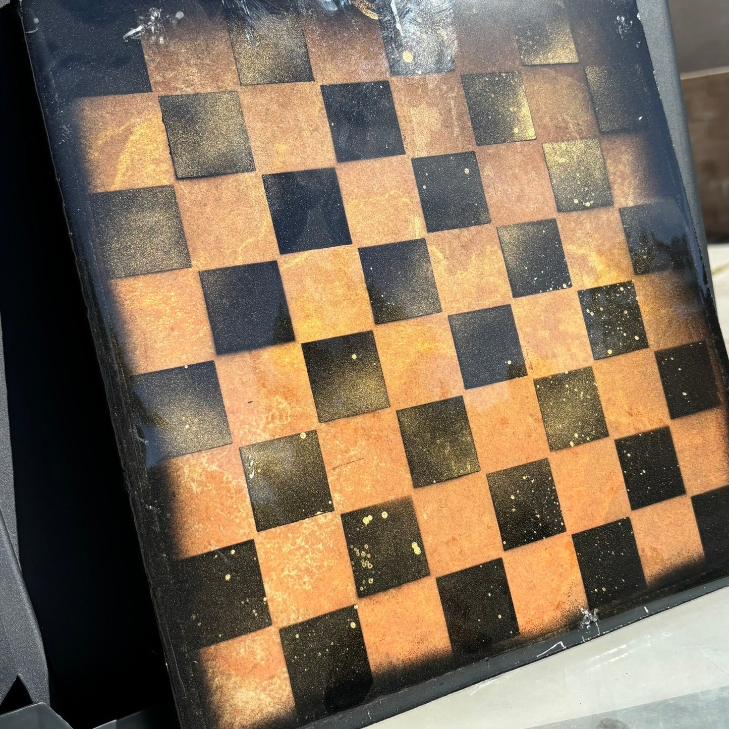 Fire Orange - Resin Coated Chess Board