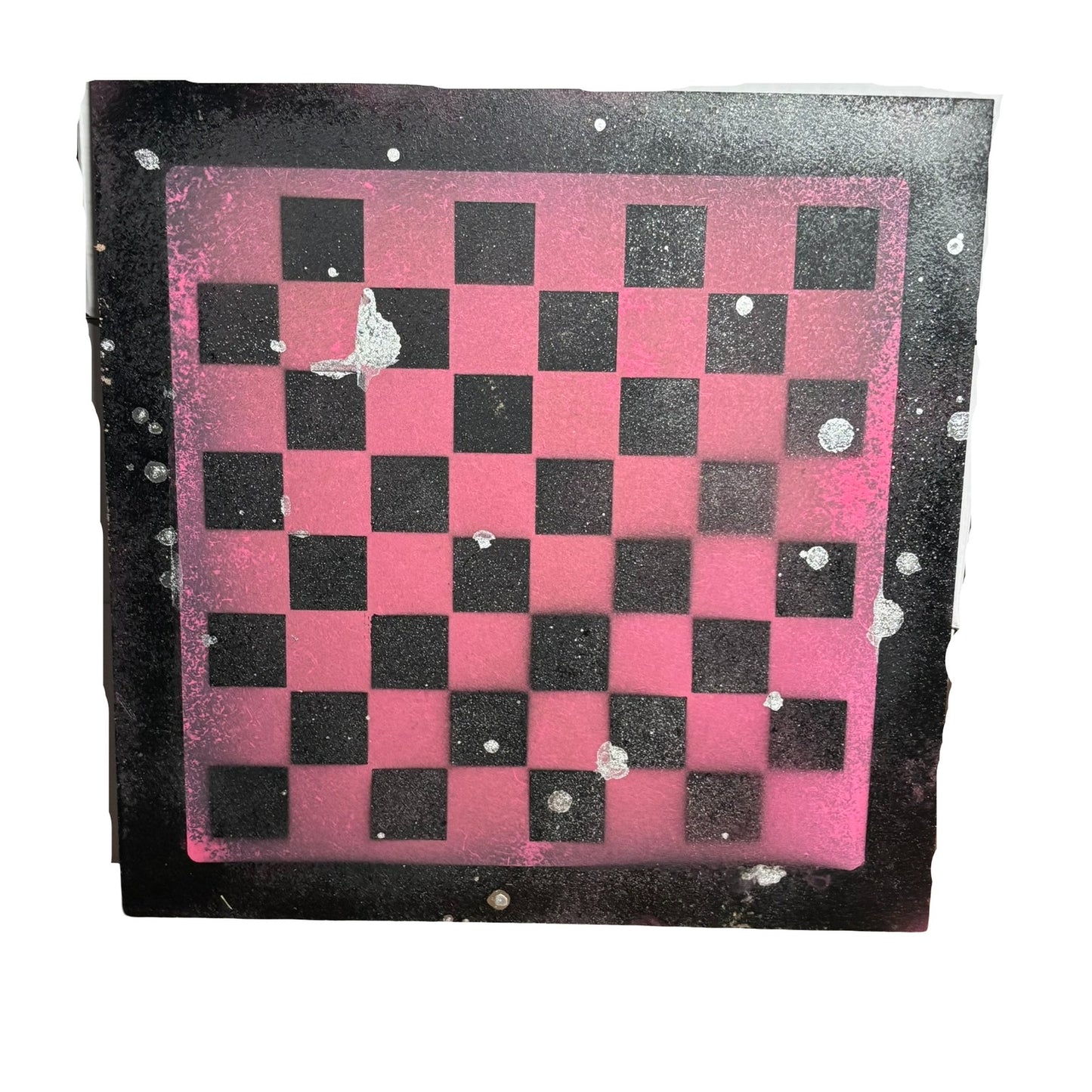 Chrome Pink & Black - Painted Chess Board