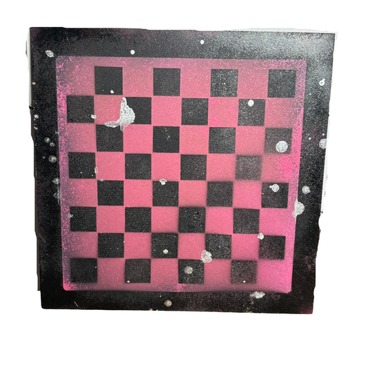 Chrome Pink & Black - Painted Chess Board