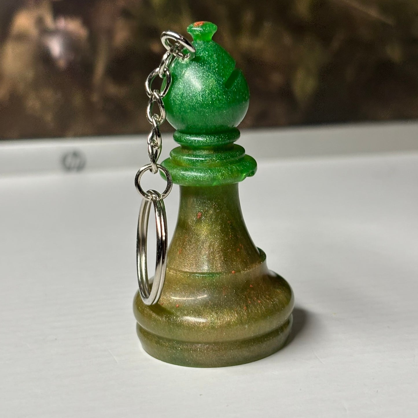 Prestigious Green Bishop - Handmade Resin Keychain - Large Edition
