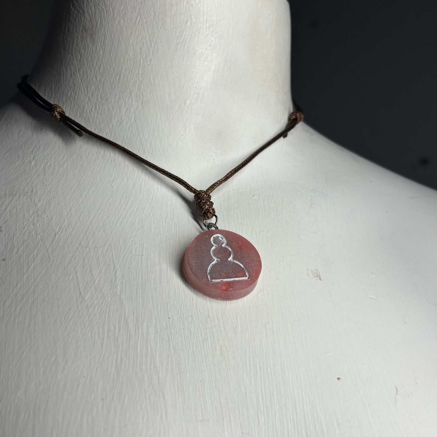 Dusty Pink Pawn - Handmade Resin Chess Necklace