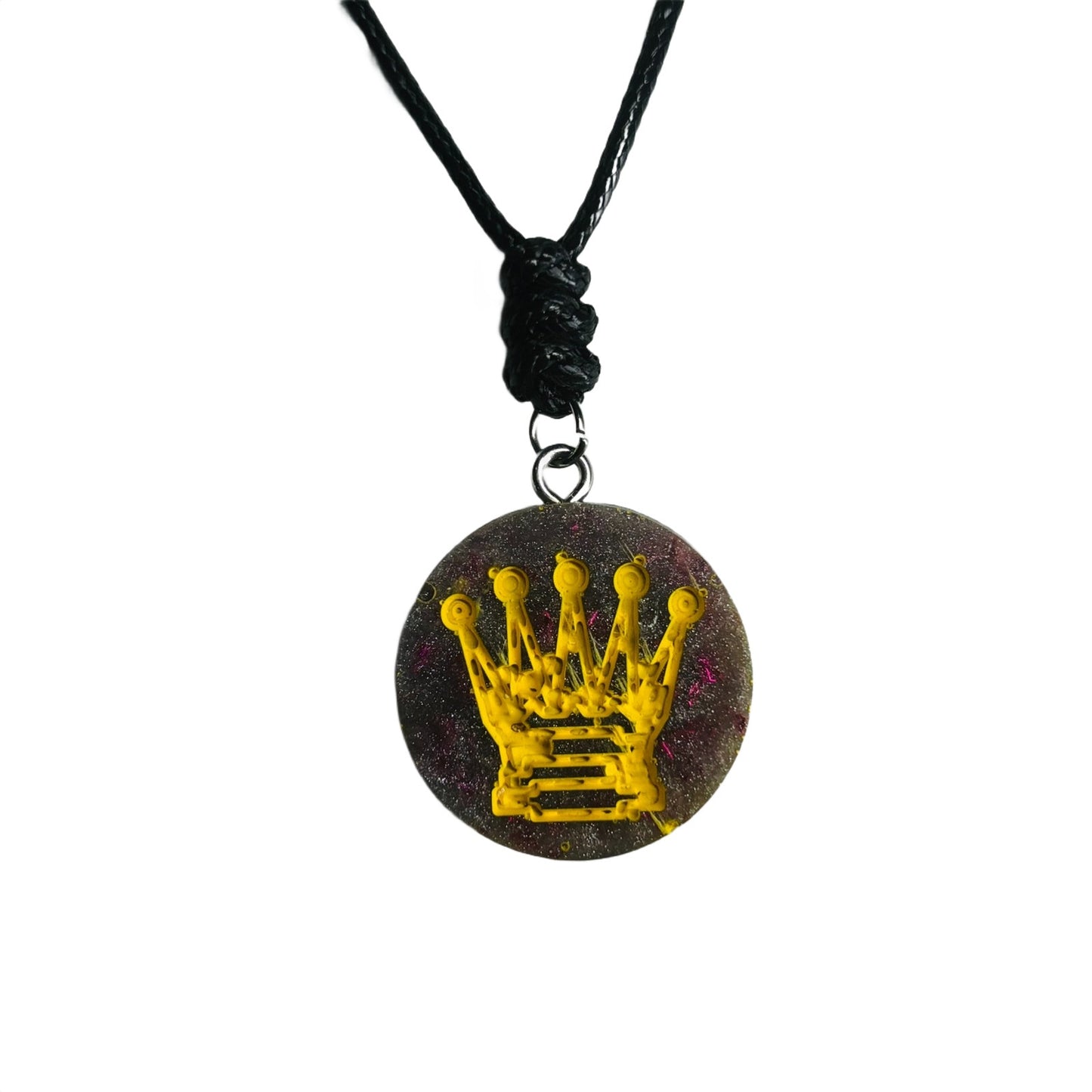 Purple Crystal Queen - Handmade Resin Chess Necklace