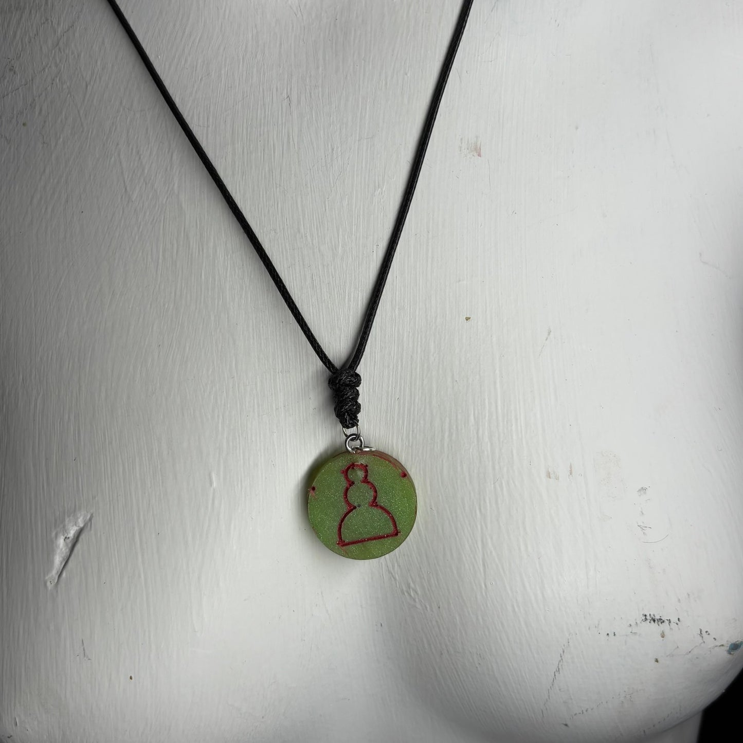 Simple Green Pawn - Handmade Resin Chess Necklace