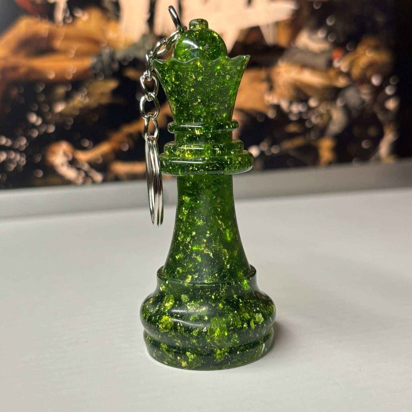 Green Emerald Queen - Handmade Resin Keychain - Large Edition
