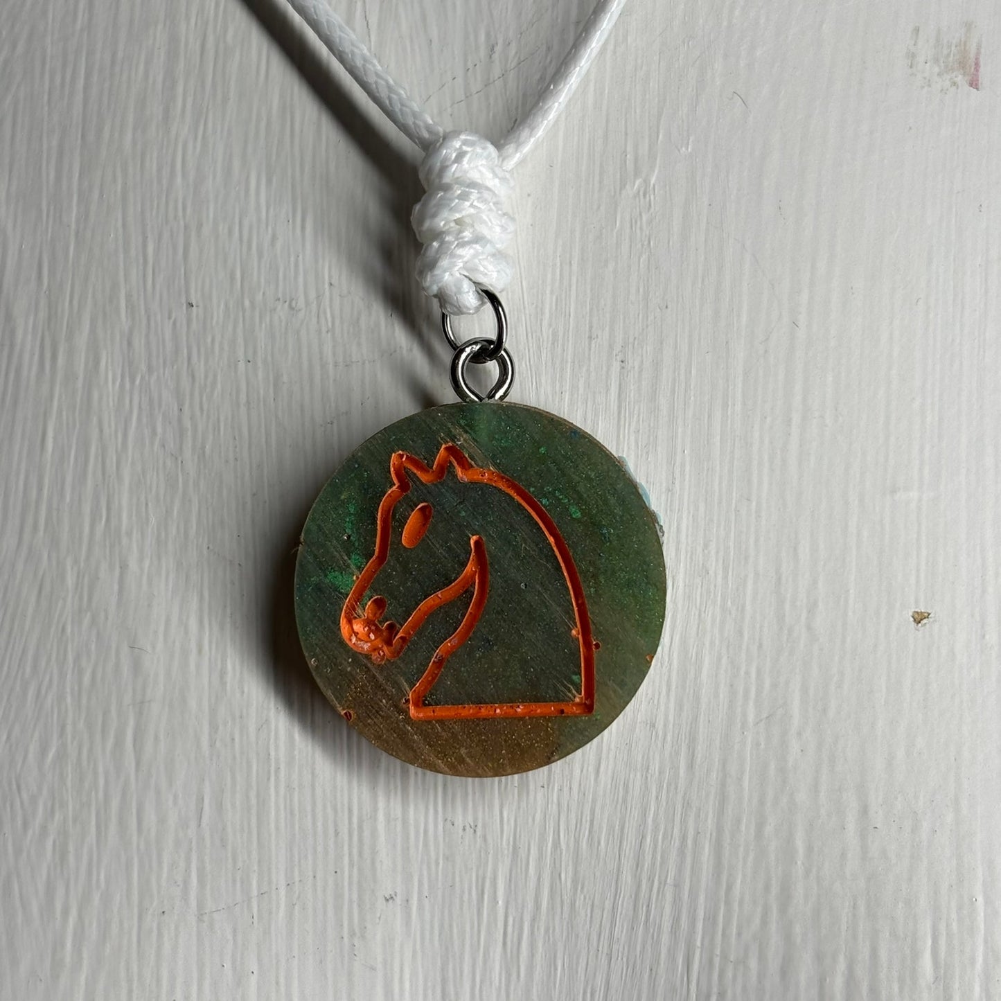 Swamp Green Knight - Handmade Resin Chess Necklace