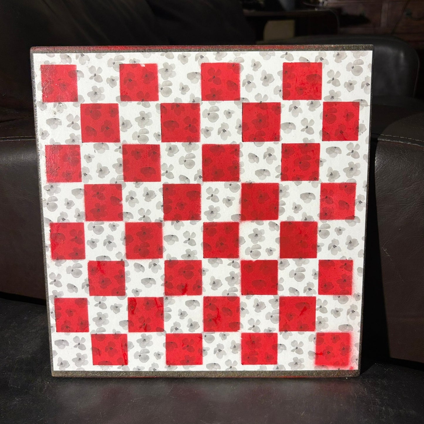 Gray White & Red - Scrapbook Chess Board
