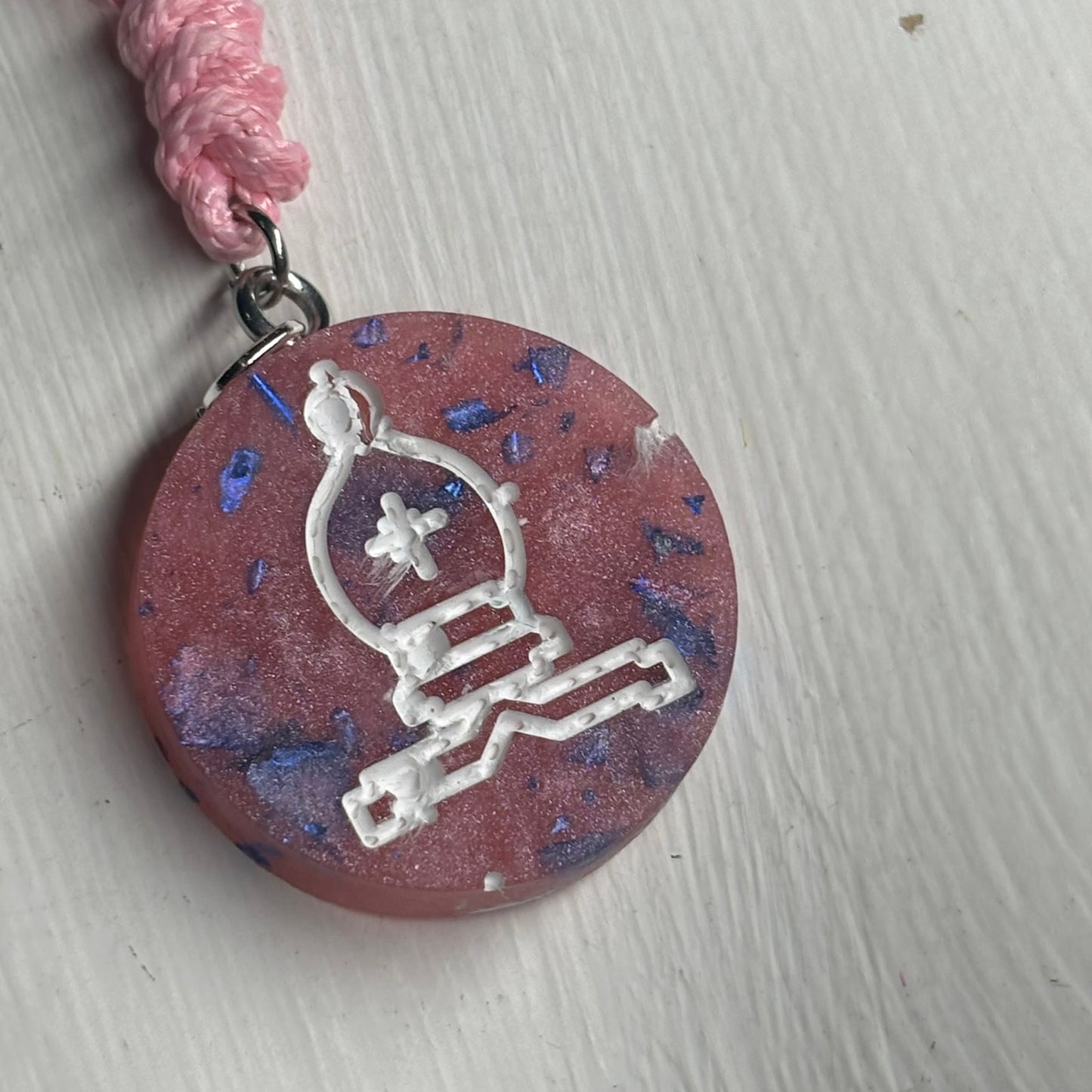 Pink Bishop - Handmade Resin Chess Necklace