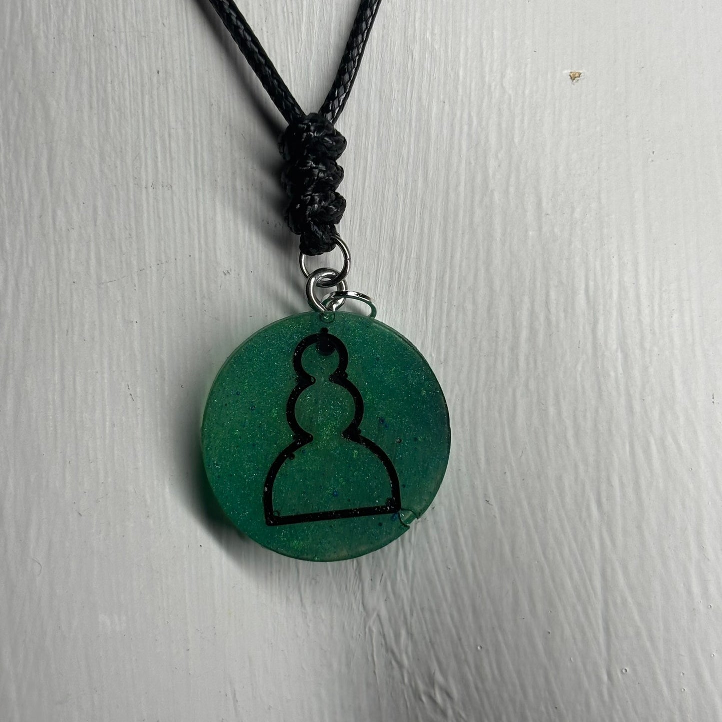 Green pawn - Handmade Resin Chess Necklace