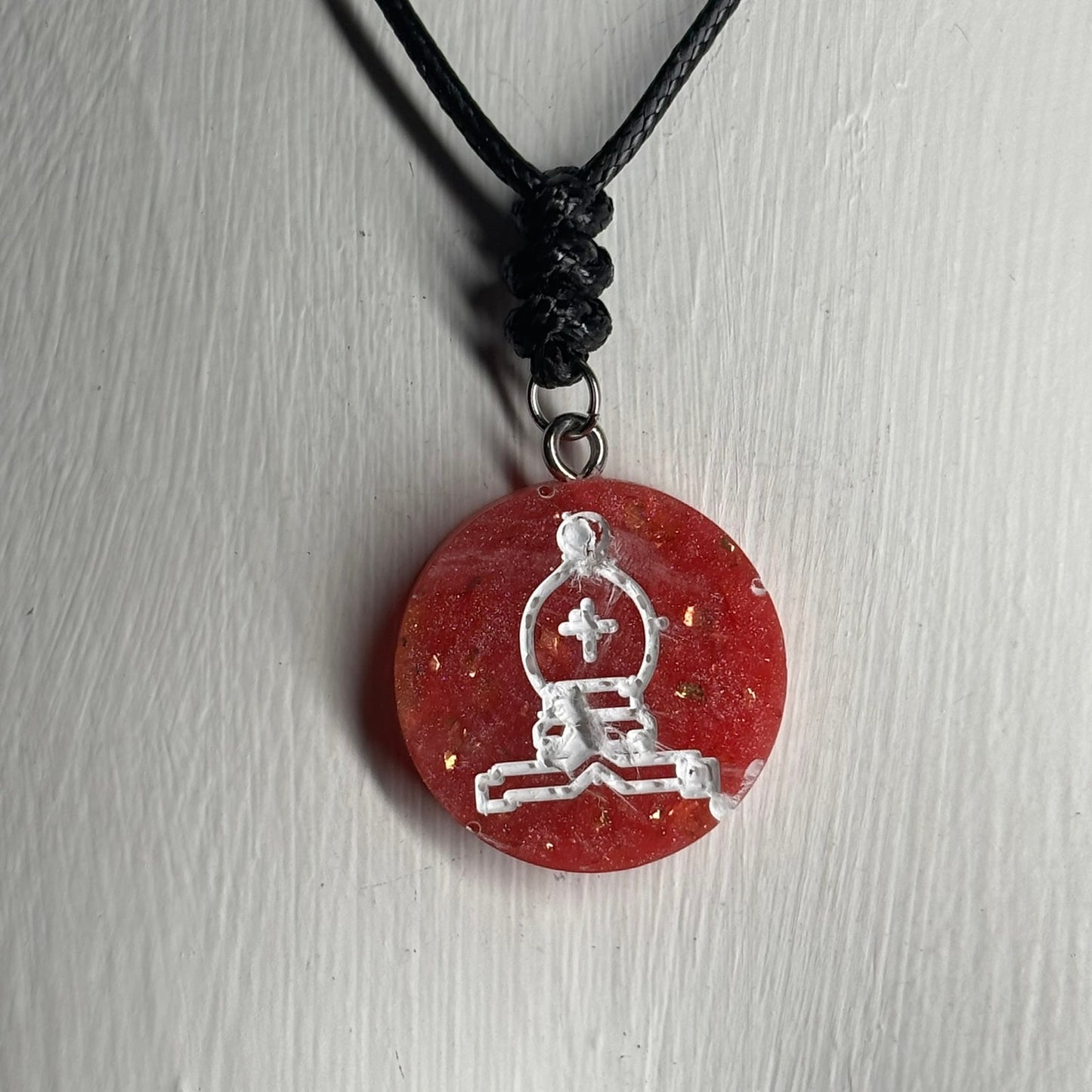 Red Crystal Bishop - Handmade Resin Chess Necklace