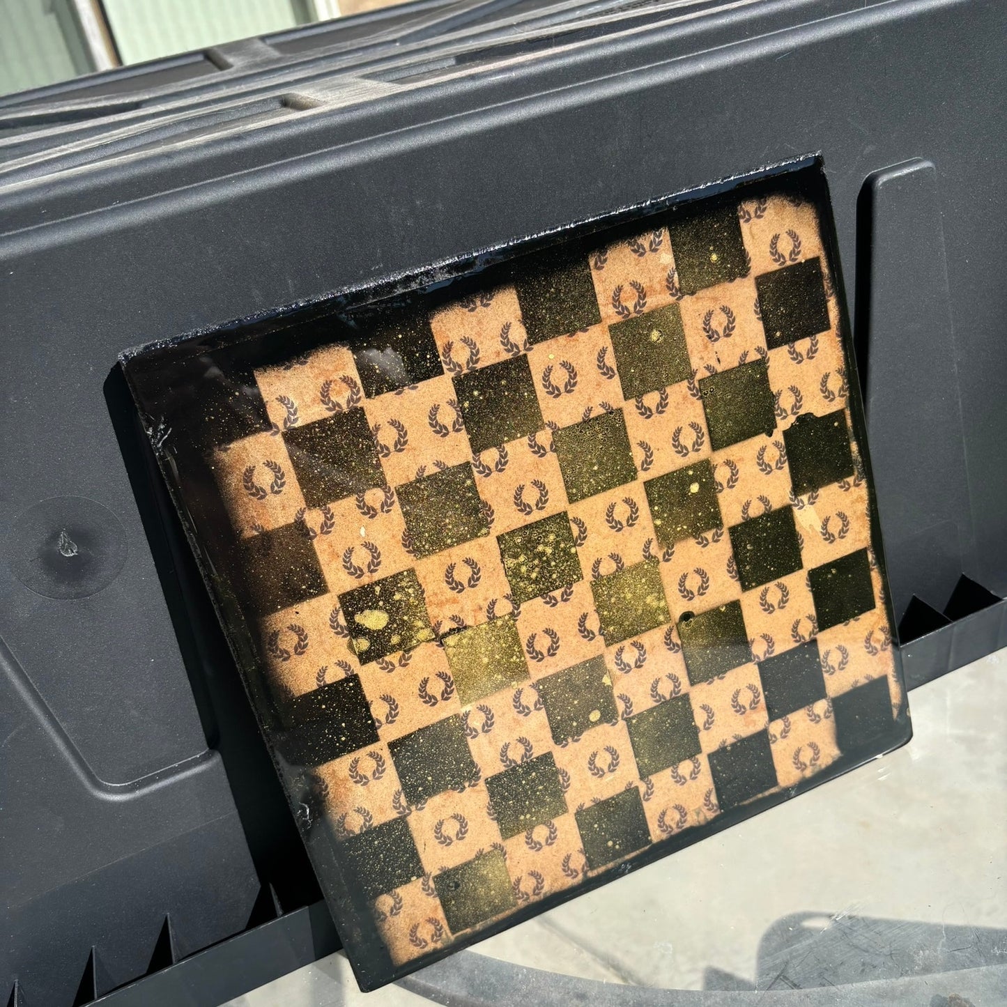 Vintage Brown Gold - Resin Coated Chess Board