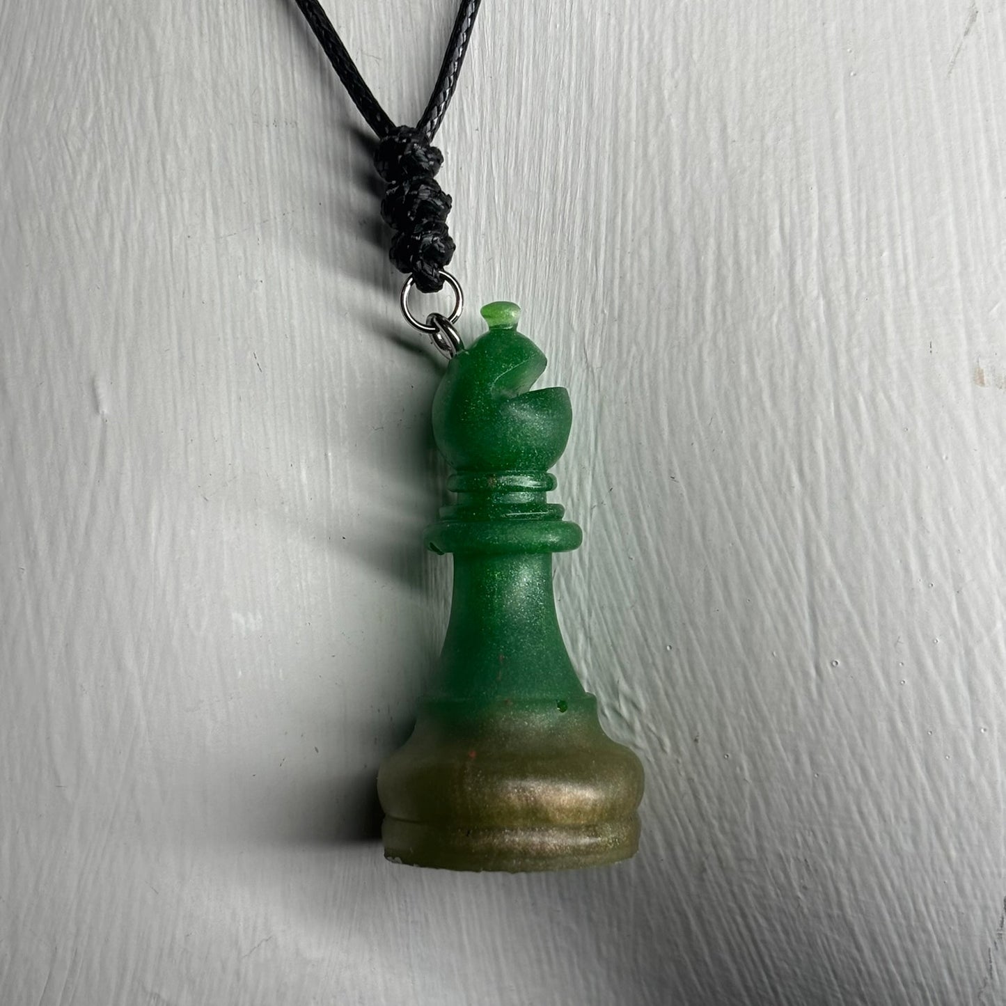 Green Bishop - Handmade Resin Chess Necklace